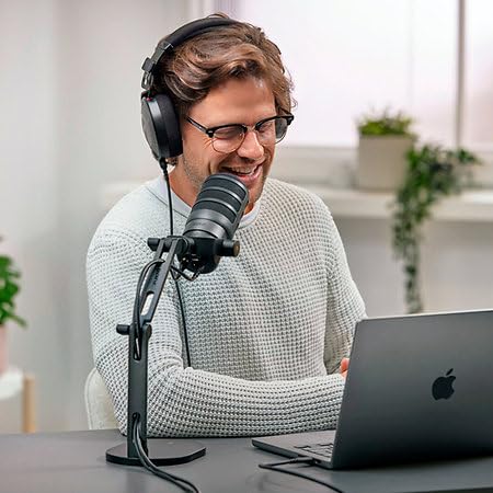 Rode PodMic USB and XLR Dynamic Broadcast Microphone with Rode Desk Stand 2 (DS2), XLR Cable, and StreamEye Polishing Cloth