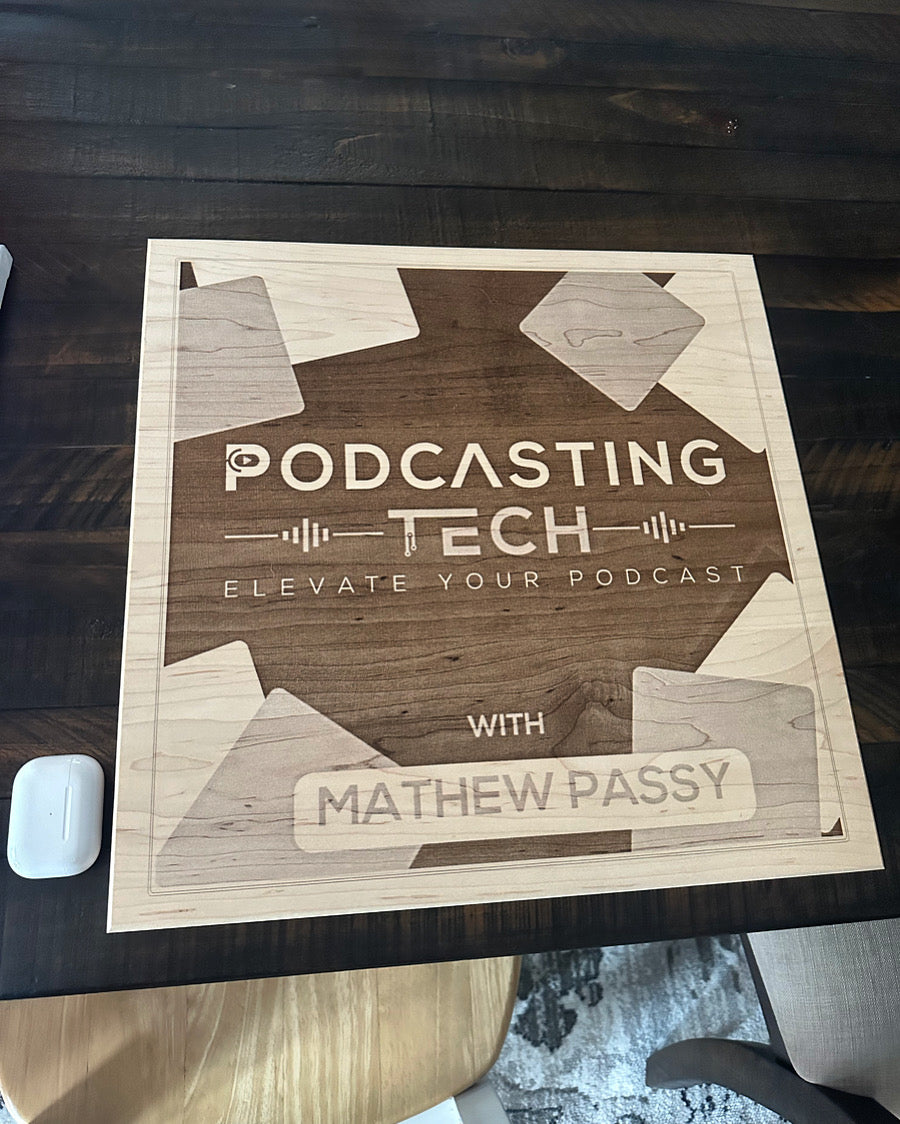 Custom 12x12 Laser-Engraved Wood Art – Perfect for Podcasters!