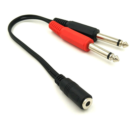 Poyiccot 3.5mm to 1/4 Adapter Cable, 1/4 Mono to 3.5mm Stereo Adapter, 1/8 to 1/4 Splitter Cable, 3.5mm 1/8 TRS Female to Dual 6.35mm 1/4 TS Male Stereo to Mono Y Splitter Cable, 20cm/8inch