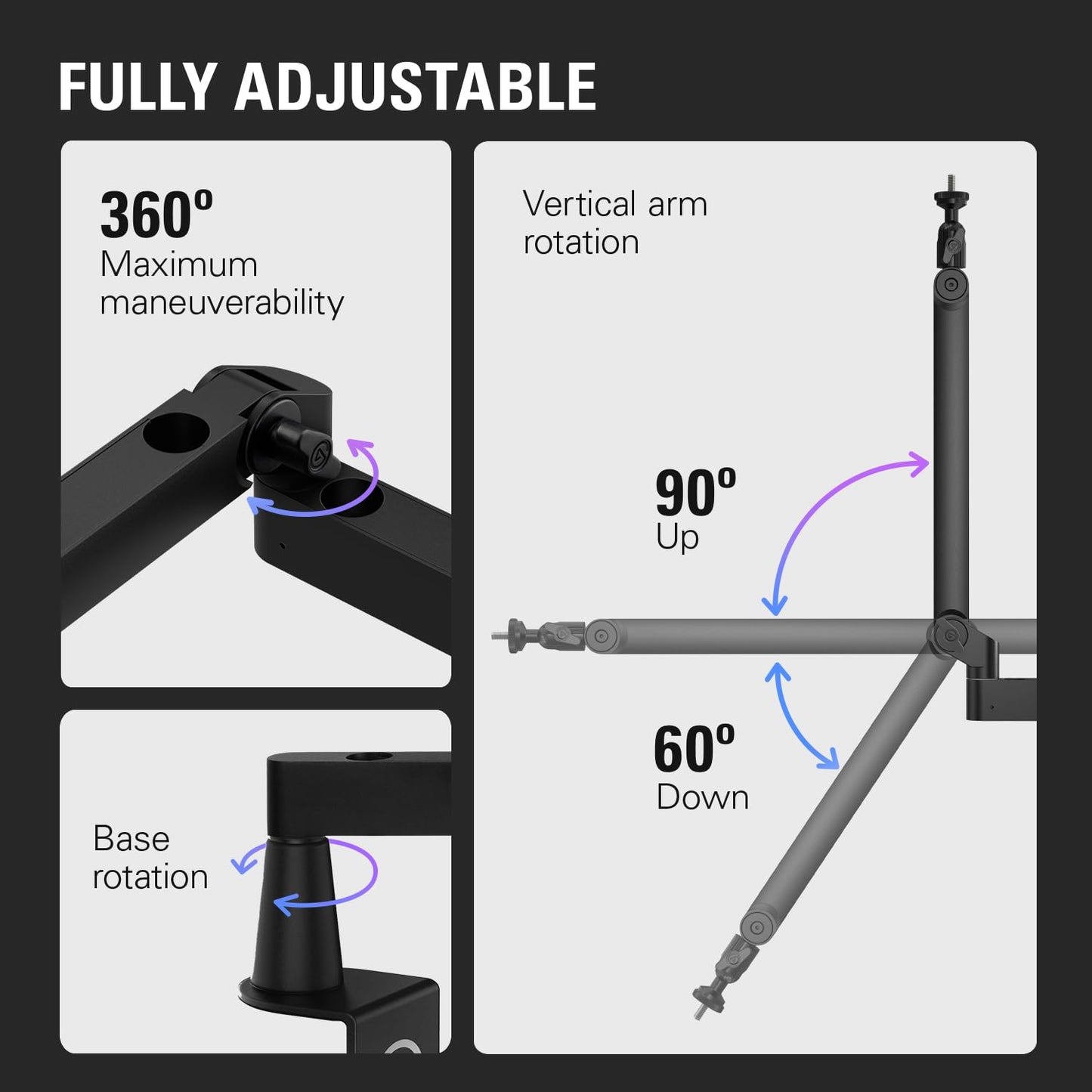 Elgato Wave Mic Arm LP - Premium Low Profile Microphone with Cable Management Channels, Desk Clamp, Versatile Mounting and Fully Adjustable, perfect for Podcast, Streaming, Gaming, Home Office