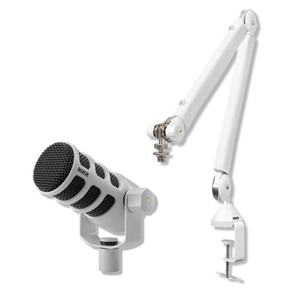 Rode PodMic USB and XLR Dynamic Broadcast Microphone with Rode Desk Stand 2 (DS2), XLR Cable, and StreamEye Polishing Cloth