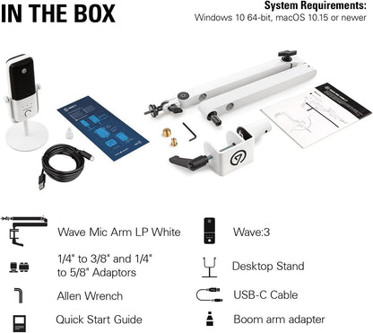 Elgato Wave Mic Arm LP - Premium Low Profile Microphone with Cable Management Channels, Desk Clamp, Versatile Mounting and Fully Adjustable, perfect for Podcast, Streaming, Gaming, Home Office