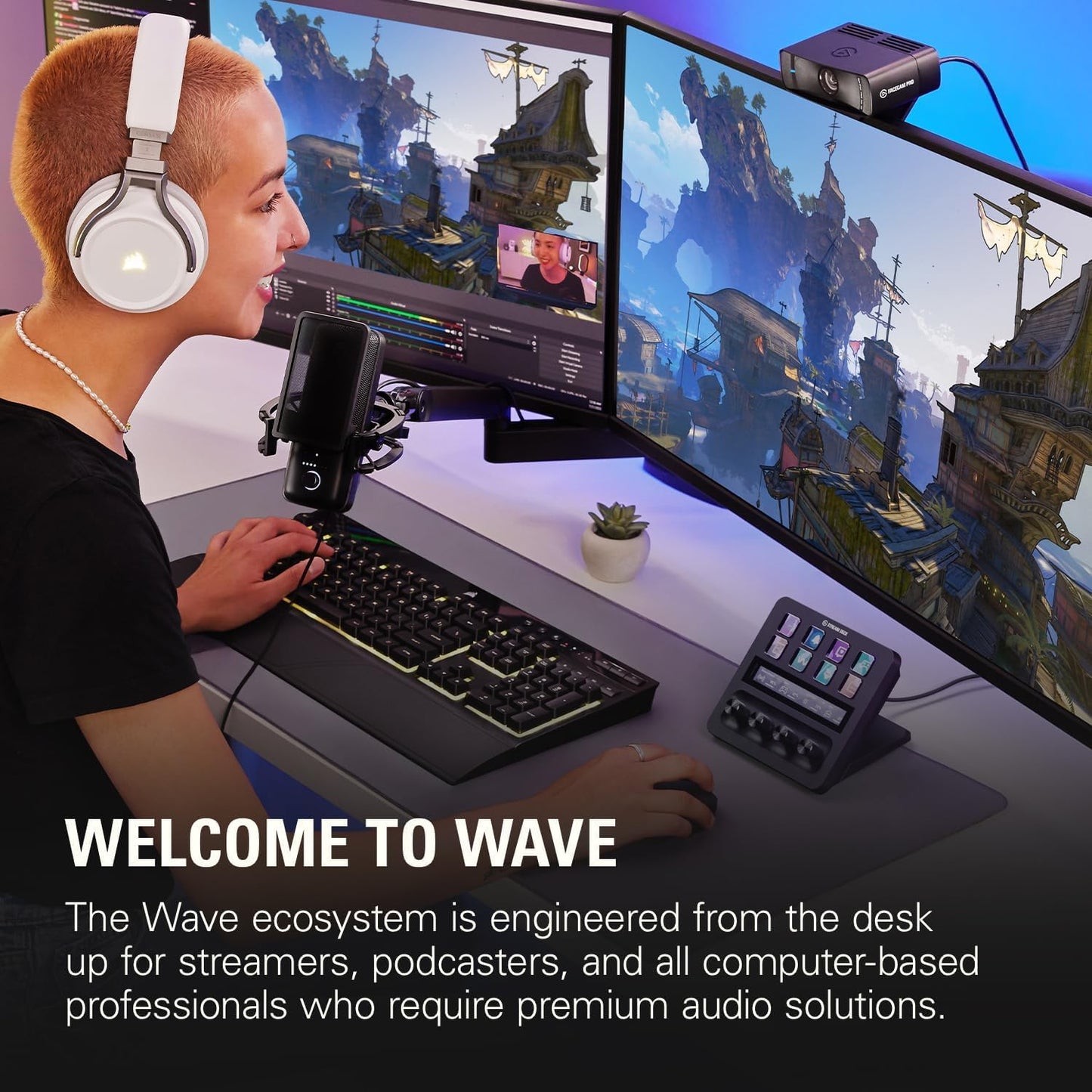 Elgato Wave Mic Arm LP - Premium Low Profile Microphone with Cable Management Channels, Desk Clamp, Versatile Mounting and Fully Adjustable, perfect for Podcast, Streaming, Gaming, Home Office