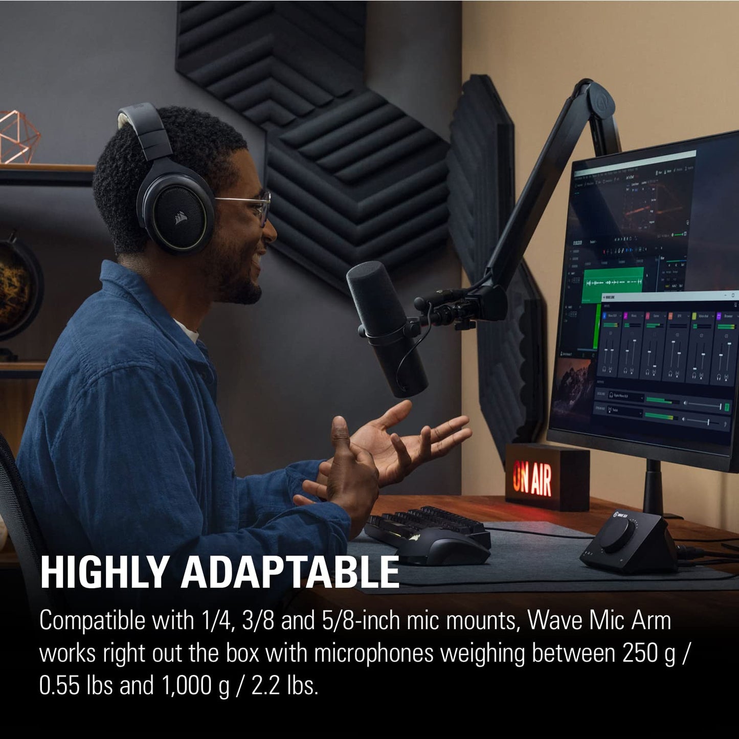 Elgato Wave Mic Arm LP - Premium Low Profile Microphone with Cable Management Channels, Desk Clamp, Versatile Mounting and Fully Adjustable, perfect for Podcast, Streaming, Gaming, Home Office