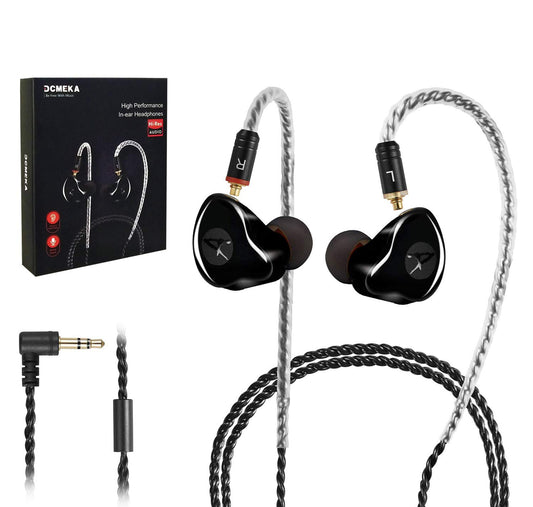 in Ear Monitor Headphones, HIFI Stereo IEM Earphones, Dynamic Dual Driver Wired Earbuds with Detachable Cable, Noise Canceling Headset for Singers Musicians Drummers Audiophile (Black)